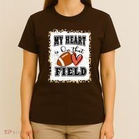 My Heart Is On The Field Cute Leppard Football Mom T-Shirt thumb 4