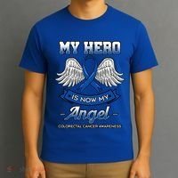 My Hero Is Now My Angel Colorectal Cancer Crc Awareness Gift T-Shirt thumb 3