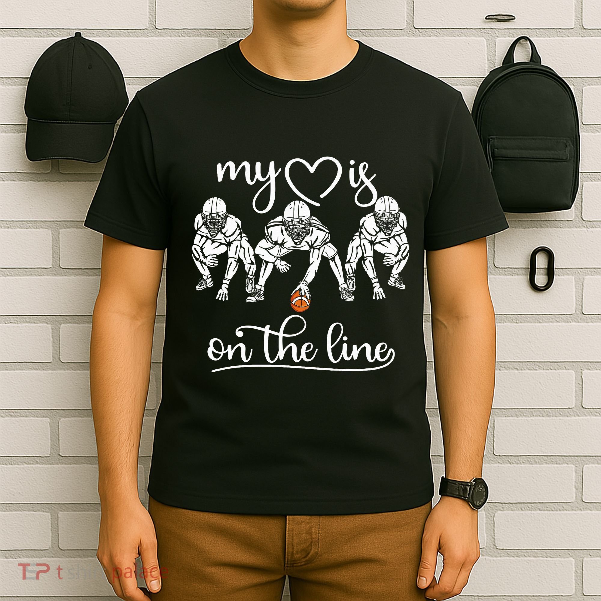 My Heart Is On The Line Offensive Lineman Vintage Football T-Shirt