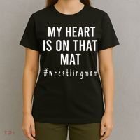 My Heart Is On That Mat Wrestling Mom T-Shirt thumb 4