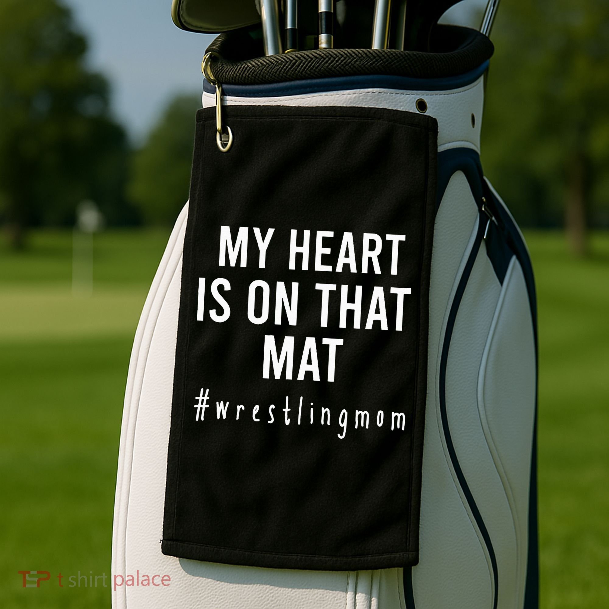 My Heart Is On That Mat Wrestling Mom Golf Towel