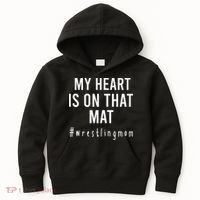 My Heart Is On That Mat Wrestling Mom Kids Hoodie thumb 0
