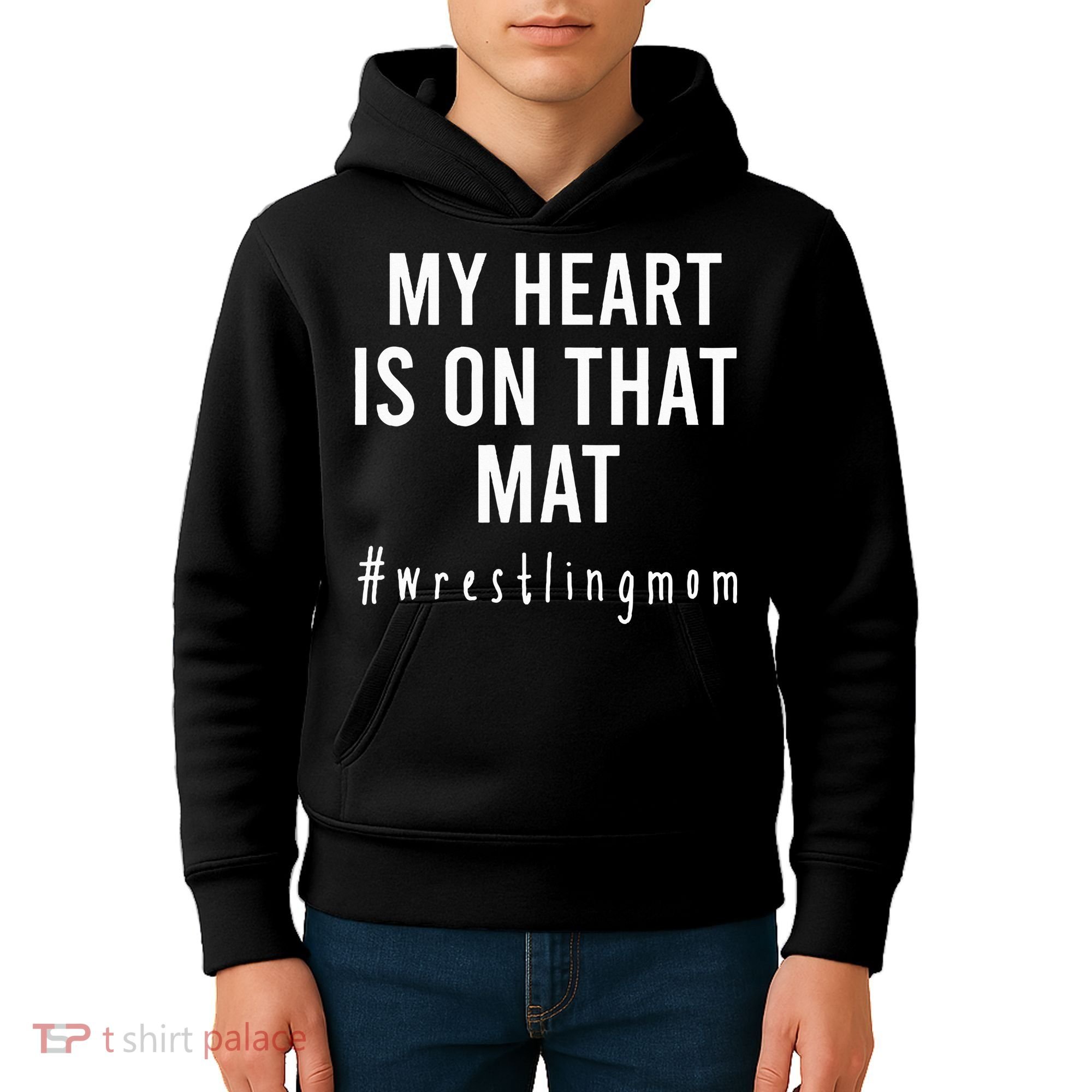 My Heart Is On That Mat Wrestling Mom Kids Hoodie