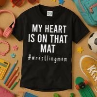 My Heart Is On That Mat Wrestling Mom Kids T-Shirt thumb 3