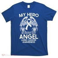 My Hero Is Now My Angel Lung Cancer Awareness Supporter Gift T-Shirt thumb 0