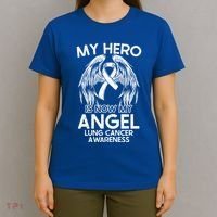 My Hero Is Now My Angel Lung Cancer Awareness Supporter Gift T-Shirt thumb 4