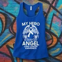 My Hero Is Now My Angel Lung Cancer Awareness Supporter Gift Women's Tank Top thumb 3