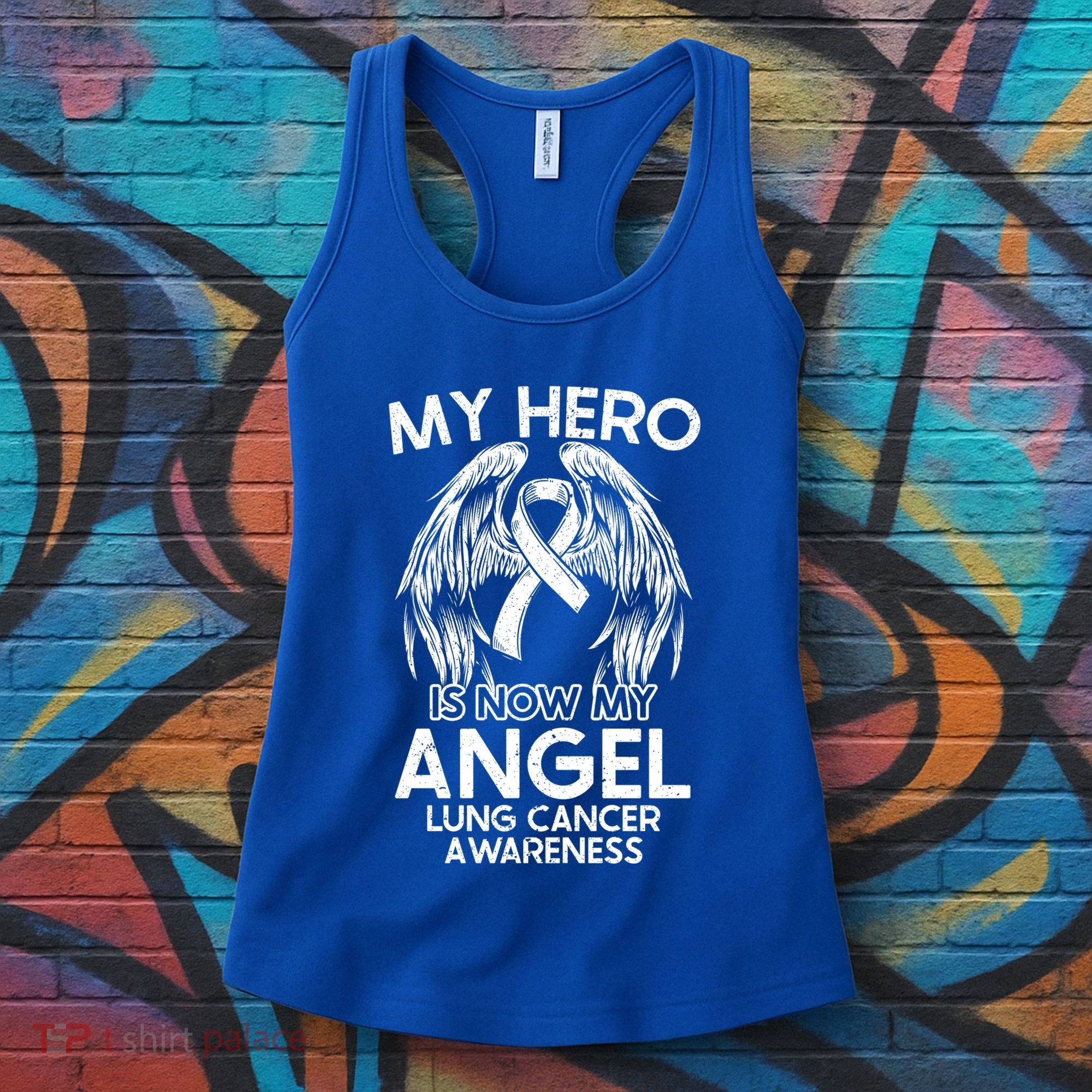 My Hero Is Now My Angel Lung Cancer Awareness Supporter Gift Women's Tank Top