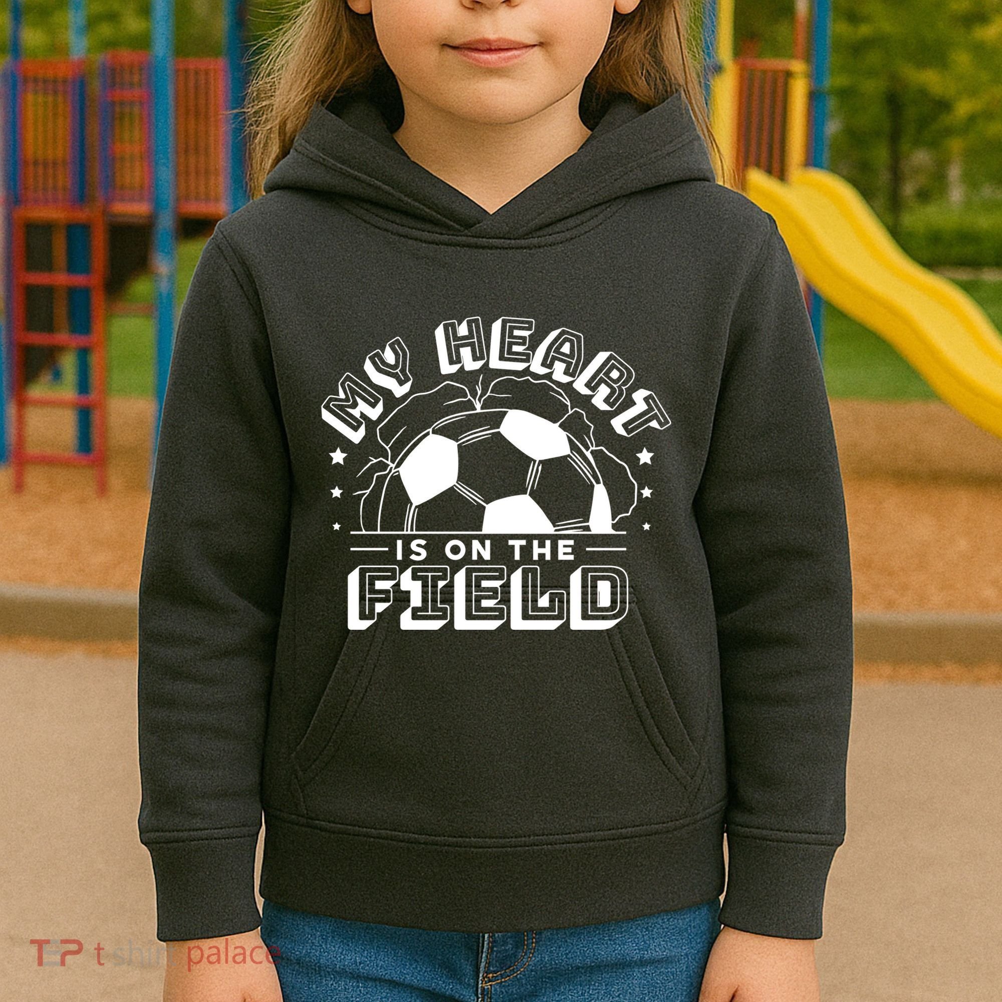 My Heart Is On The Field Soccer Kids Hoodie