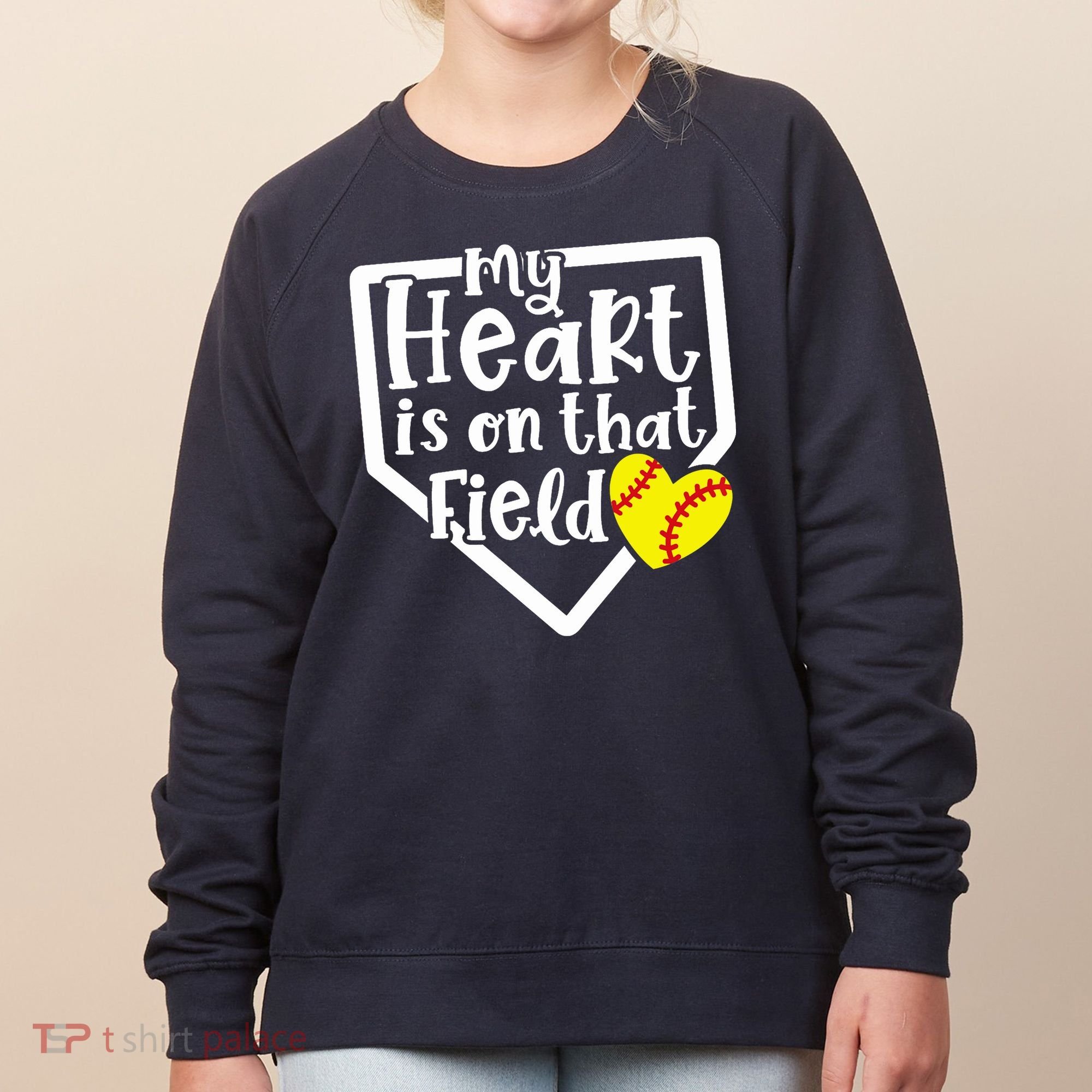 My Heart Is On That Field Softball Mom Cute Funny Women's Sweatshirt