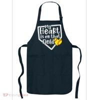 My Heart Is On That Field Softball Mom Cute Funny Apron thumb 0