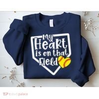 My Heart Is On That Field Softball Mom Cute Funny Sweatshirt thumb 2