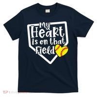 My Heart Is On That Field Softball Mom Cute Funny T-Shirt thumb 0