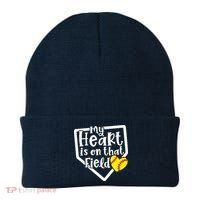 My Heart Is On That Field Softball Mom Cute Funny Beanie thumb 0