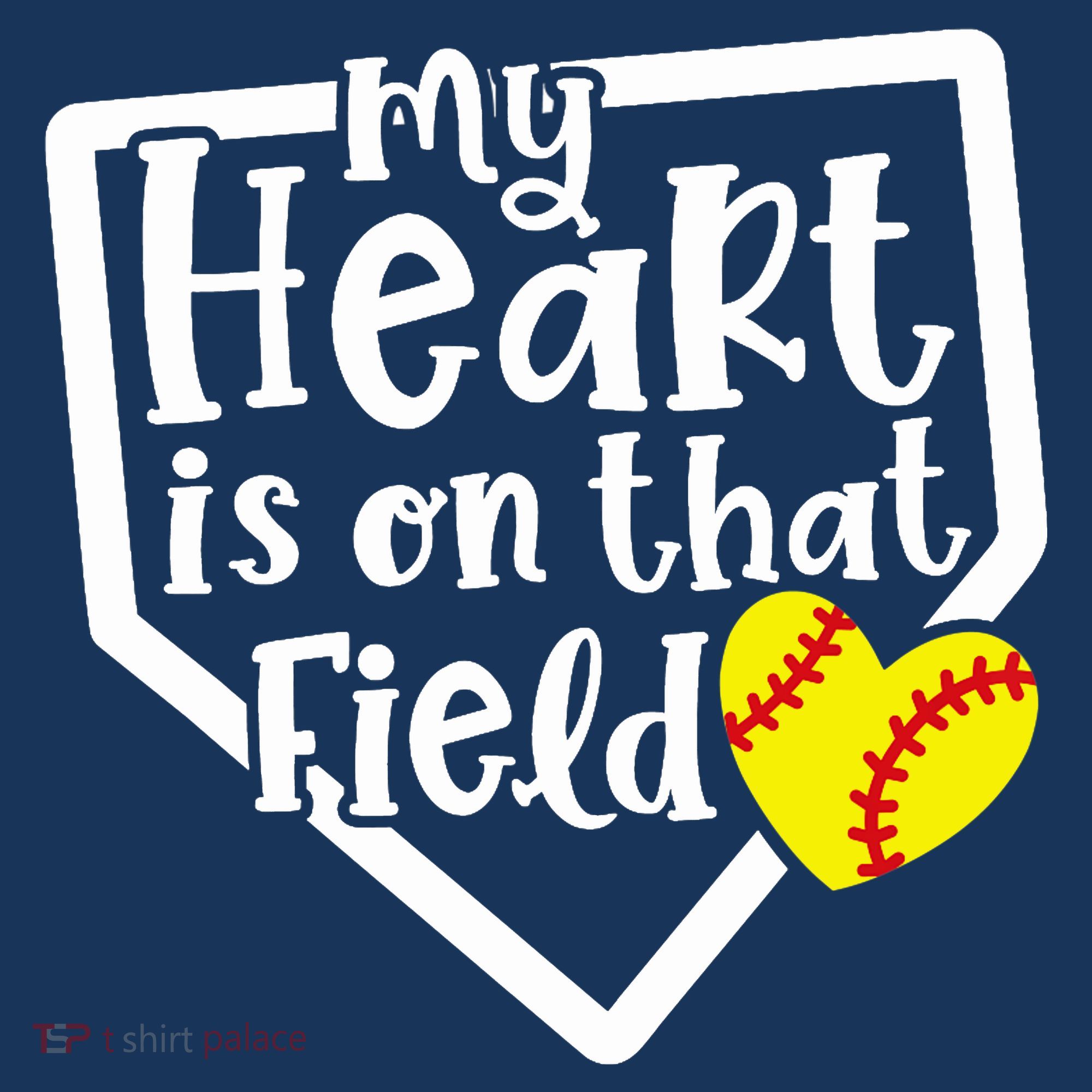 My Heart Is On That Field Softball Mom Cute Funny Polo