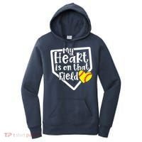 My Heart Is On That Field Softball Mom Cute Funny Women's Hoodie thumb 0
