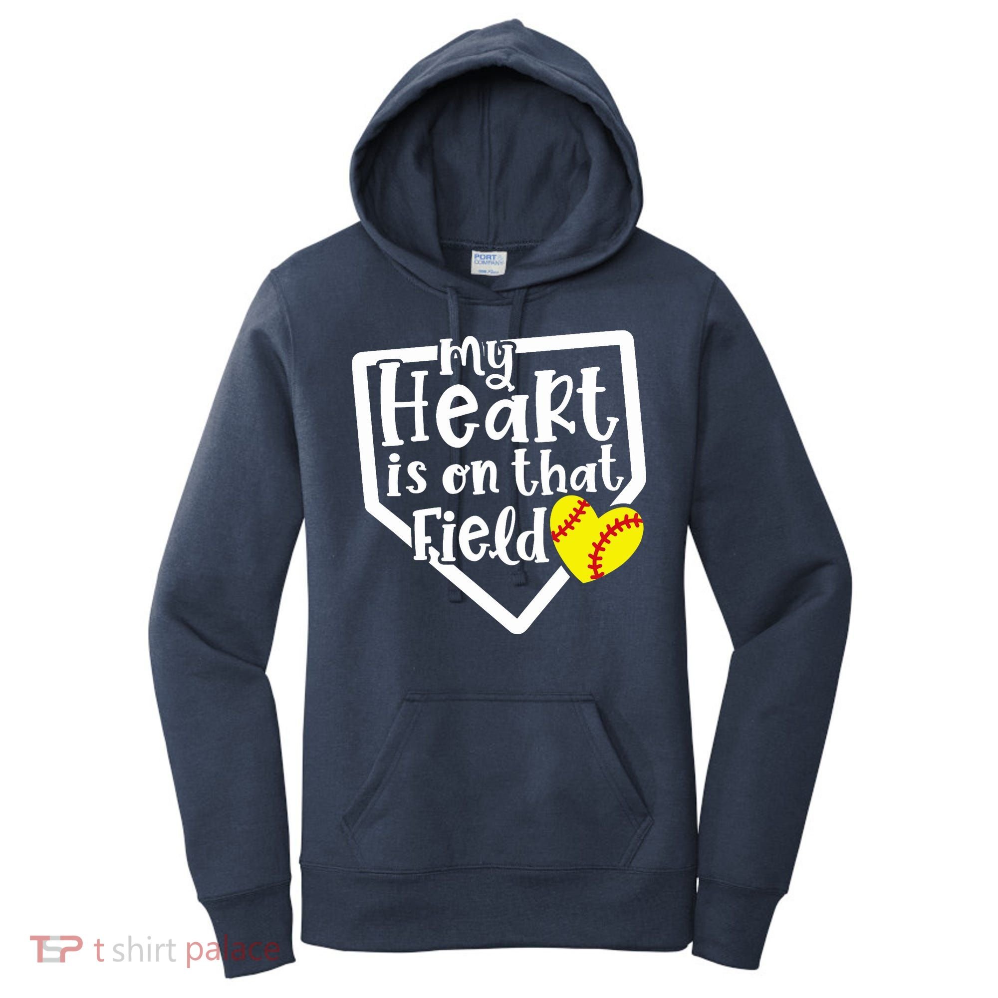 My Heart Is On That Field Softball Mom Cute Funny Women's Hoodie