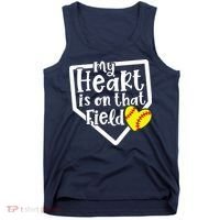 My Heart Is On That Field Softball Mom Cute Funny Tank Top thumb 0