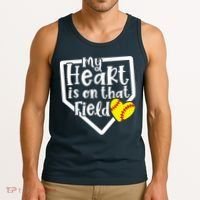 My Heart Is On That Field Softball Mom Cute Funny Tank Top thumb 3