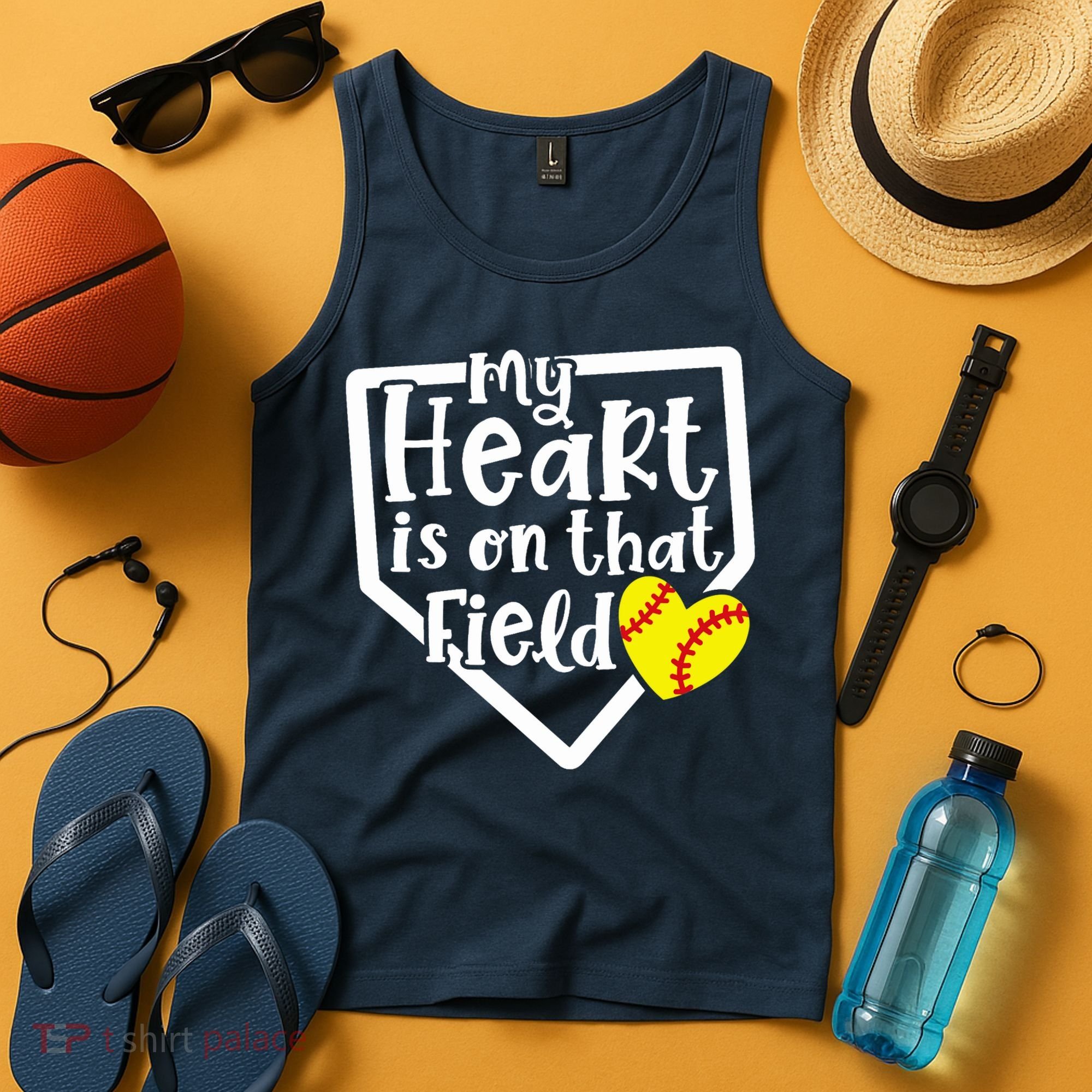 My Heart Is On That Field Softball Mom Cute Funny Tank Top