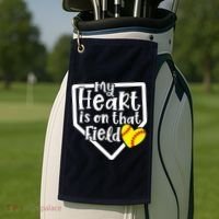 My Heart Is On That Field Softball Mom Cute Funny Golf Towel thumb 2