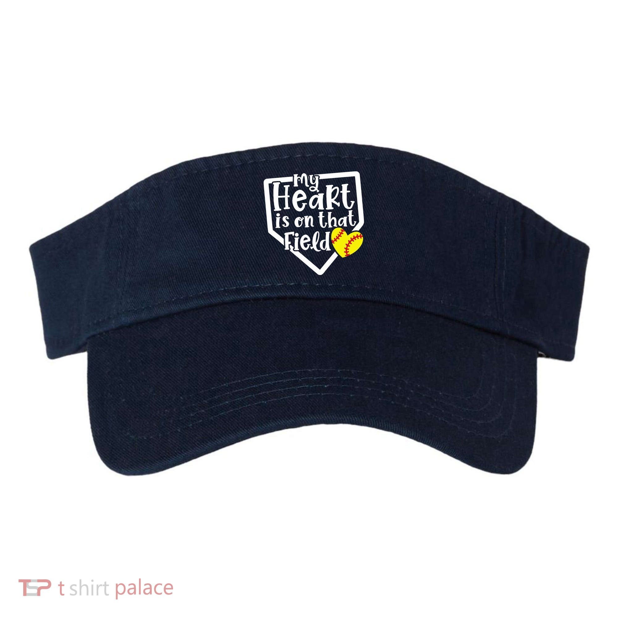 My Heart Is On That Field Softball Mom Cute Funny Visor