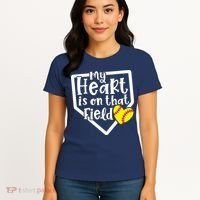 My Heart Is On That Field Softball Mom Cute Funny Women's T-Shirt thumb 4