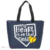 My Heart Is On That Field Softball Mom Cute Funny Tote Bag thumb 0