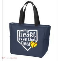 My Heart Is On That Field Softball Mom Cute Funny Tote Bag thumb 3