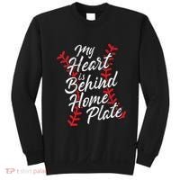 My Heart Is Behind Home Plate Baseball Laces Catcher Cute Sweatshirt thumb 0