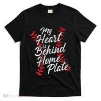 My Heart Is Behind Home Plate Baseball Laces Catcher Cute T-Shirt thumb 0
