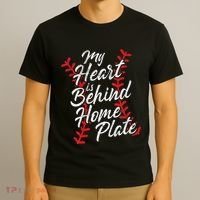 My Heart Is Behind Home Plate Baseball Laces Catcher Cute T-Shirt thumb 3
