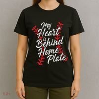 My Heart Is Behind Home Plate Baseball Laces Catcher Cute T-Shirt thumb 4