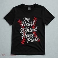 My Heart Is Behind Home Plate Baseball Laces Catcher Cute T-Shirt thumb 5