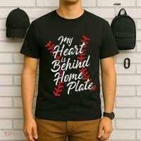 My Heart Is Behind Home Plate Baseball Laces Catcher Cute T-Shirt thumb 6