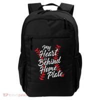 My Heart Is Behind Home Plate Baseball Laces Catcher Cute Backpack thumb 0
