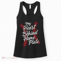 My Heart Is Behind Home Plate Baseball Laces Catcher Cute Women's Tank Top thumb 0