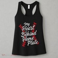 My Heart Is Behind Home Plate Baseball Laces Catcher Cute Women's Tank Top thumb 3