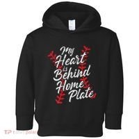 My Heart Is Behind Home Plate Baseball Laces Catcher Cute Toddler Hoodie thumb 0