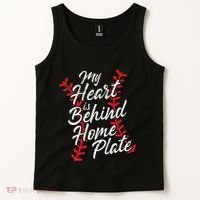 My Heart Is Behind Home Plate Baseball Laces Catcher Cute Tank Top thumb 2