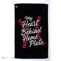 My Heart Is Behind Home Plate Baseball Laces Catcher Cute Golf Towel thumb 0