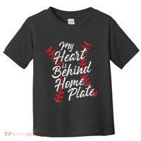 My Heart Is Behind Home Plate Baseball Laces Catcher Cute Toddler T-Shirt thumb 0