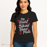 My Heart Is Behind Home Plate Baseball Laces Catcher Cute Women's T-Shirt thumb 4