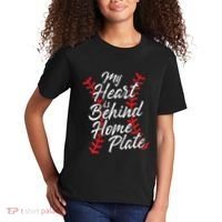 My Heart Is Behind Home Plate Baseball Laces Catcher Cute Kids T-Shirt thumb 2