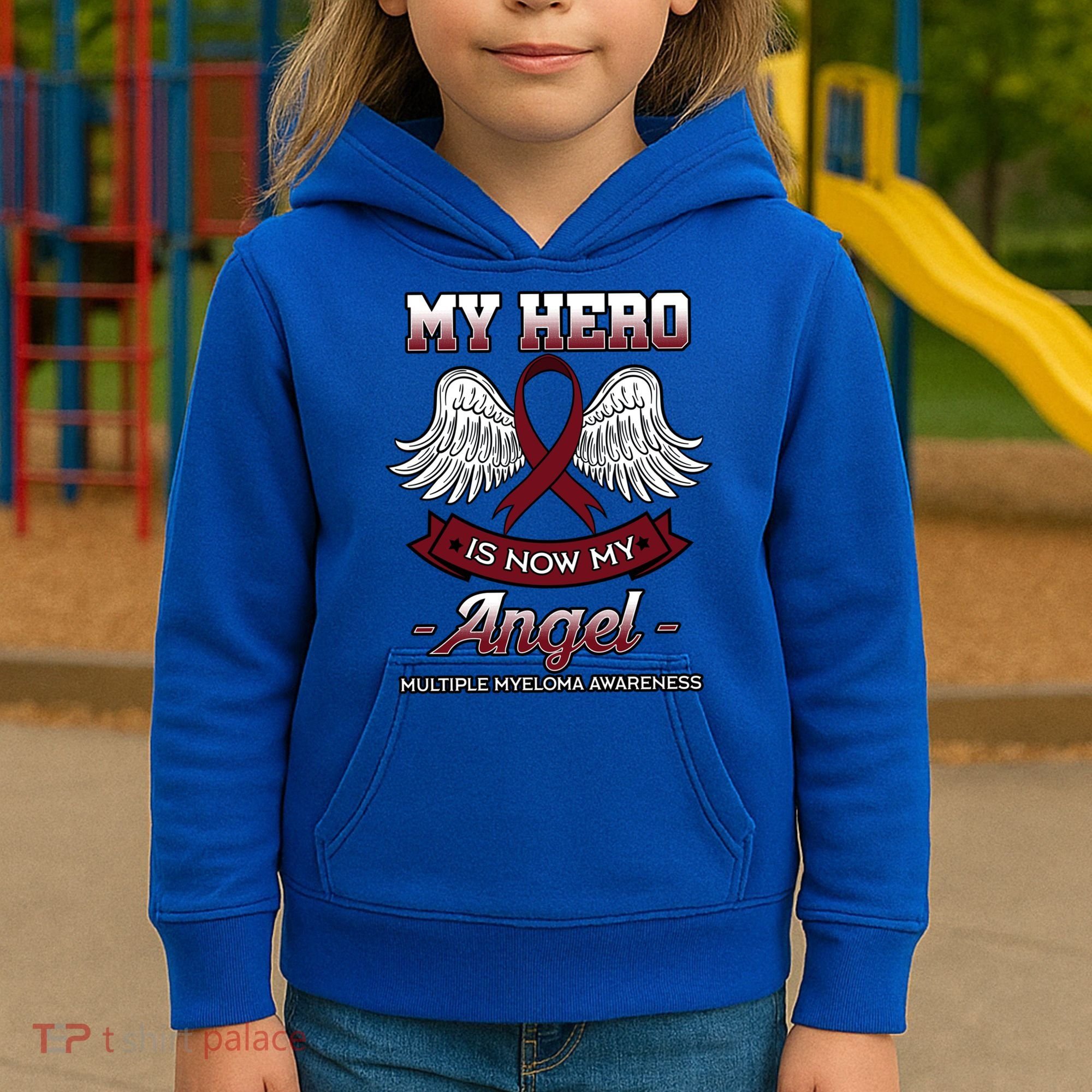 My Hero Is Now My Angel Multiple Myeloma Mm Patient Gift Kids Hoodie