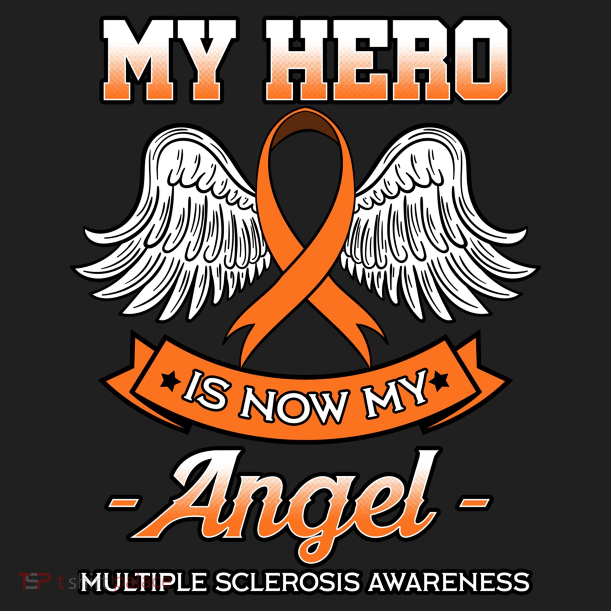 My Hero Is Now My Angel Multiple Sclerosis Clouds Glial Scar Gift Beanie