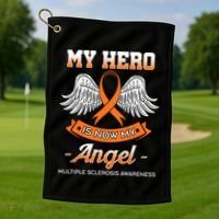My Hero Is Now My Angel Multiple Sclerosis Clouds Glial Scar Gift Golf Towel thumb 1