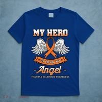 My Hero Is Now My Angel Multiple Sclerosis Clouds Glial Scar Gift T-Shirt thumb 5