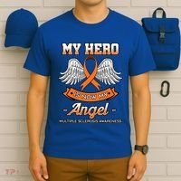 My Hero Is Now My Angel Multiple Sclerosis Clouds Glial Scar Gift T-Shirt thumb 6