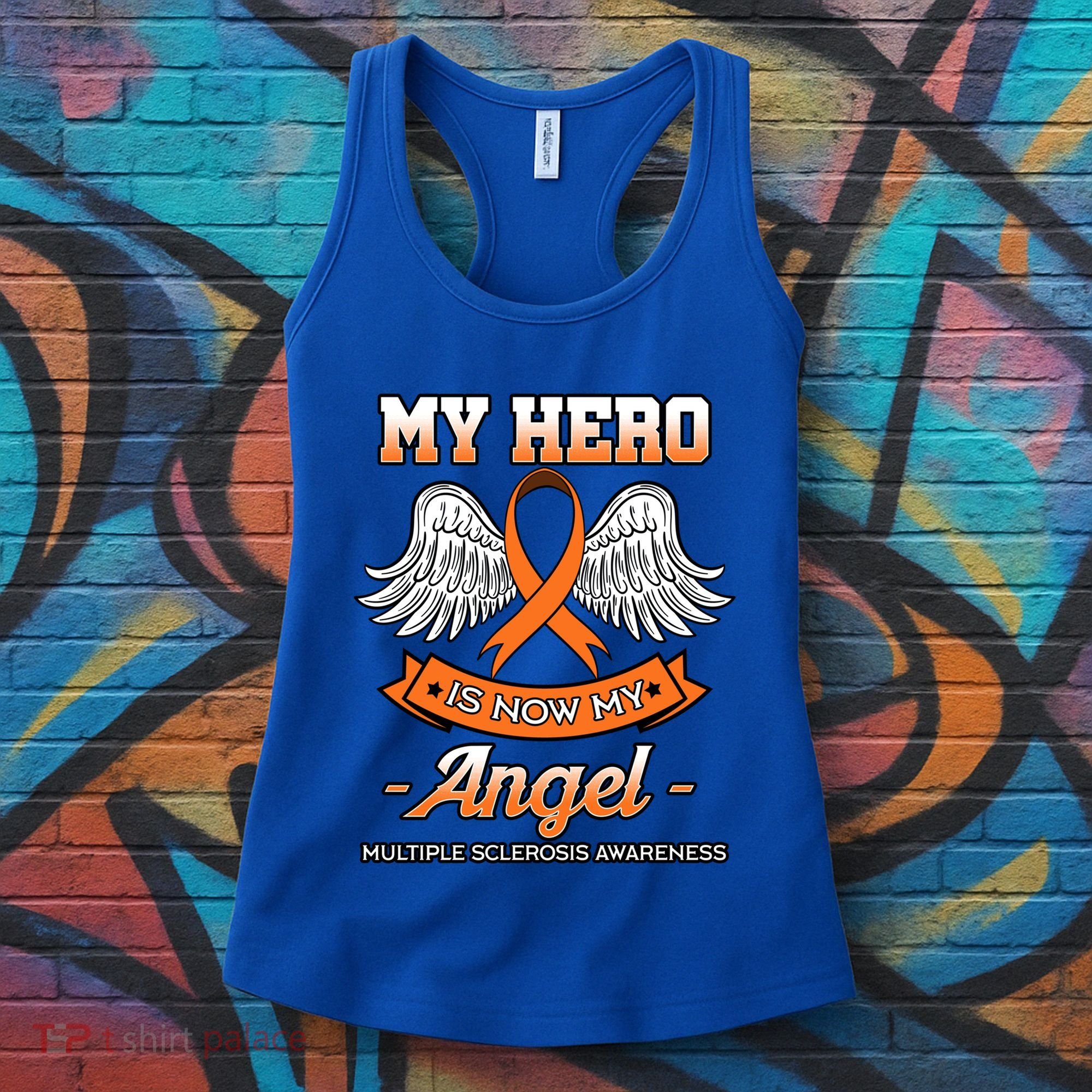 My Hero Is Now My Angel Multiple Sclerosis Clouds Glial Scar Gift Women's Tank Top